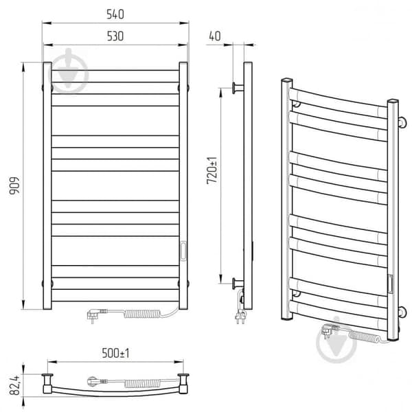 Elektrisk handdukstork ATLANT (R3) 210W, 500x900, Laris Ukraina, vit