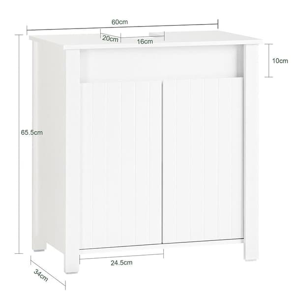 Badeværelse Forfængelighedsskab, BZR101-W, 60x34x65.5 cm, Hvid