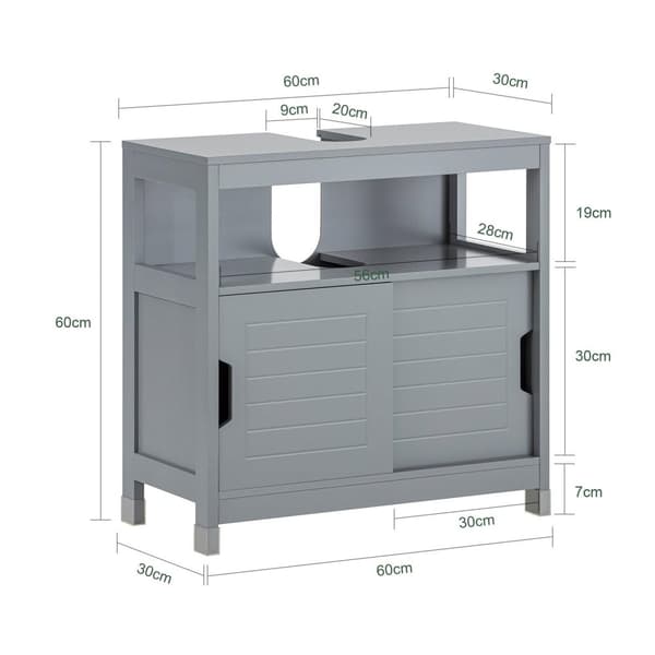Vaskebordskabinet, FRG128-SG, 60x30x60 cm, Grå
