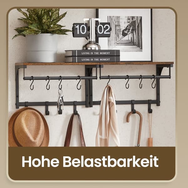 Vägghattställ, VASAGLE LCR103B01, 40x24x24 cm, Brun-Svart