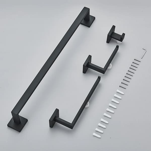 Badrumsaccessoarer Set, Stilig Handdukshängare, Hållbar Toalettpappershållare,Matt svart set