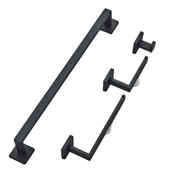 Badrumsaccessoarer Set, Stilig Handdukshängare, Hållbar Toalettpappershållare,Matt svart set