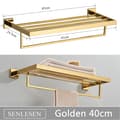 Miniatyrbild 2 av 2: Guld Badrumshanddukshängare, Rostfritt Stål, Väggmonterad,Guld 40cm-A