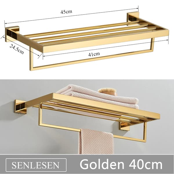 Guld Badrumshanddukshängare, Rostfritt Stål, Väggmonterad,Guld 40cm-A
