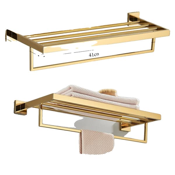 Guld Badrumshanddukshängare, Rostfritt Stål, Väggmonterad,Guld 40cm-A
