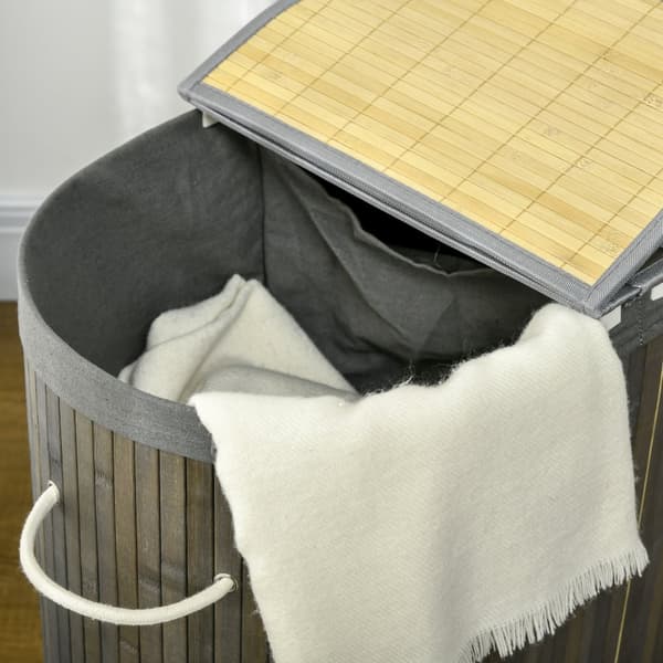 Pyykkikori, Bambu, 62,5L x 37S x 60,5K cm, Harmaa