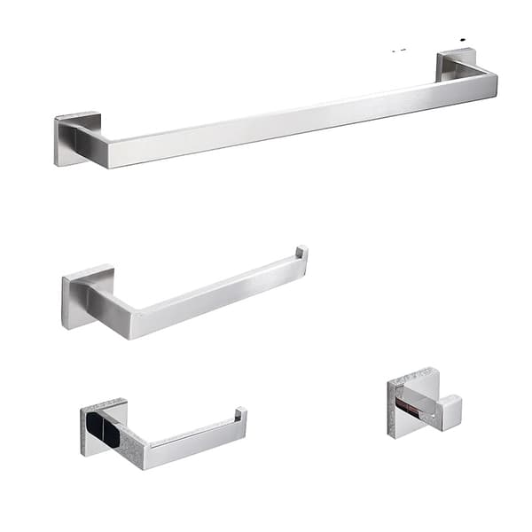 Badrumstillbehörsset, 60 cm handdukshängare, borstad kromfinish,4 delar set 60cm