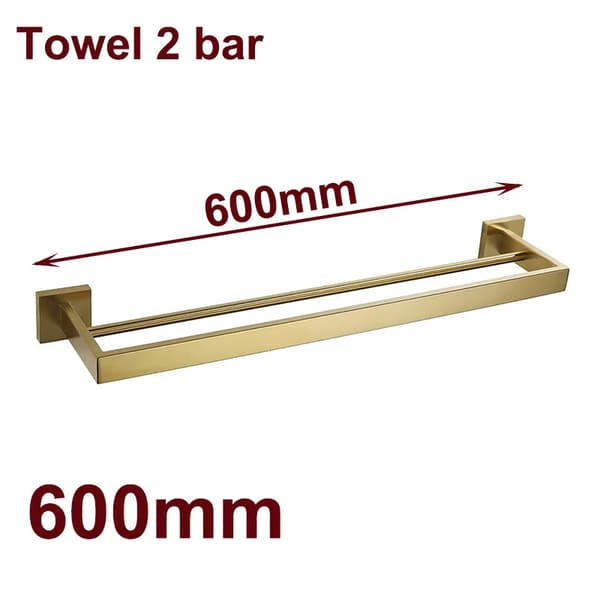 Sæt af badehardware i rustfrit stål, børstet guld finish, 600 mm størrelse,60cm Håndklæde 2bar