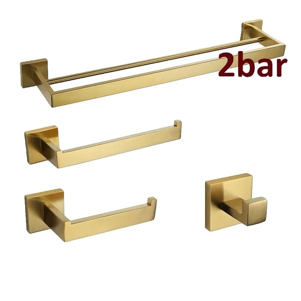 Sæt af badehardware i rustfrit stål, børstet guld finish, 600 mm størrelse,2 stænger sæt 60cm