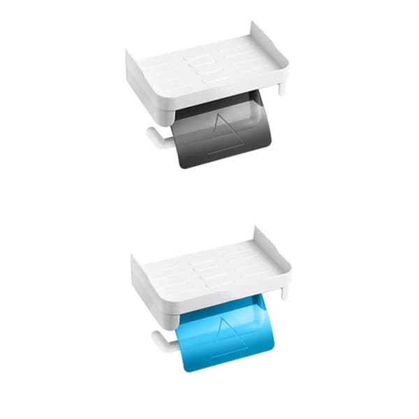 Væghængt Toiletpapirholder, Vandtæt Design, Selvklæbende Installation,Grå Og Blå