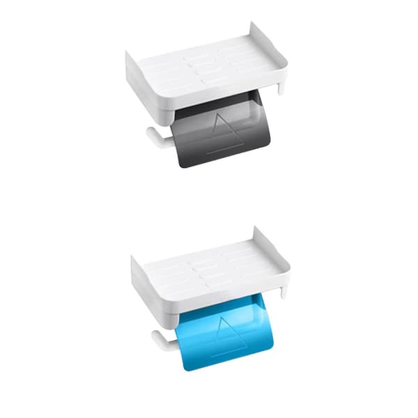 Væghængt Toiletpapirholder, Vandtæt Design, Selvklæbende Installation,Grå Og Blå