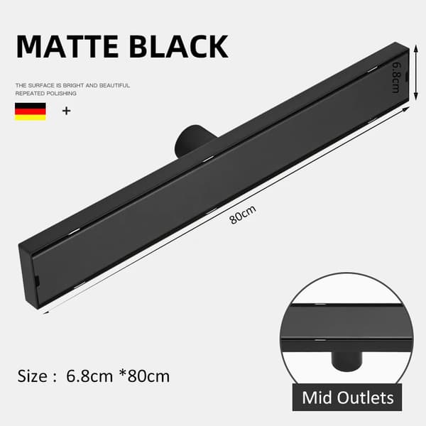 Lattiakaivo, 80 cm pitkä, tyylikäs mattamusta viimeistely,80 cm