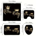 Miniatyrbild 2 av 2: Crown Pattern Duschdraperi Set, Vattentåligt Material, Komplett Badrumsaccessoar Set,YB-532 180-180 4PS