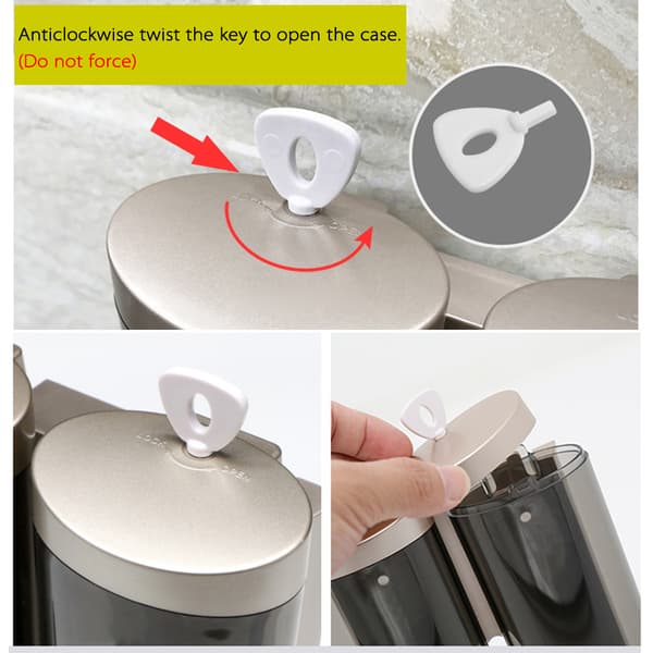 Manuel sæbe dispenser, 3 kamre, vægmonteret