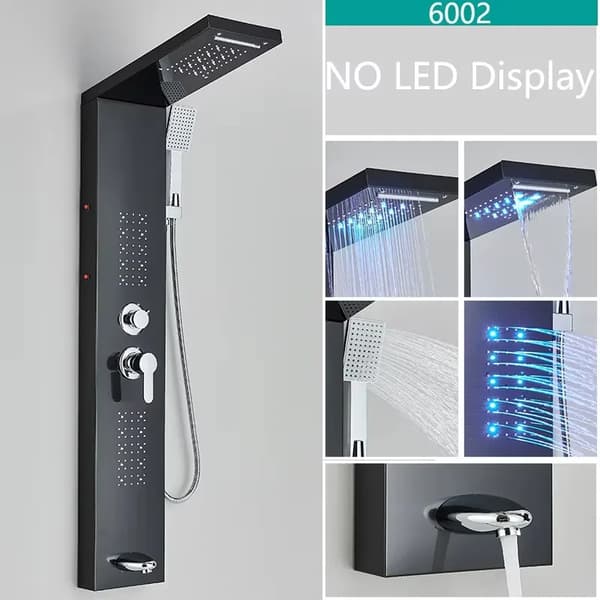 LED Duschpanelkran, Touch Control, Modern Design,Black-6002