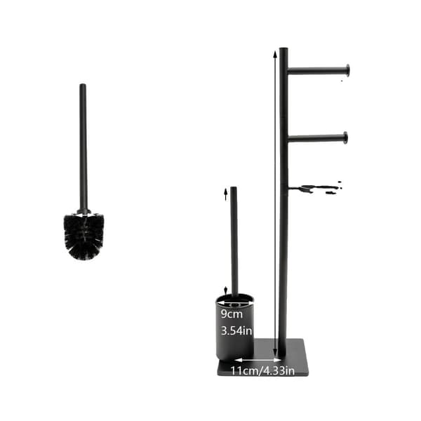 Toiletbørsteholder, Vertikalt Design, Holdbart Bambus Træ,sort
