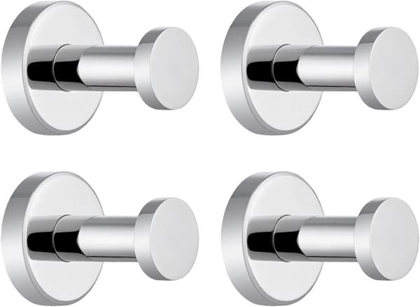 Væghængt Håndklædeholder, 2 Krog Design, Nem Installation,Pakke Poleret Krom