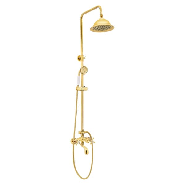 Duschkransystem, Guld, Väggmonterad, Dubbelhandtagsblandare,Guld