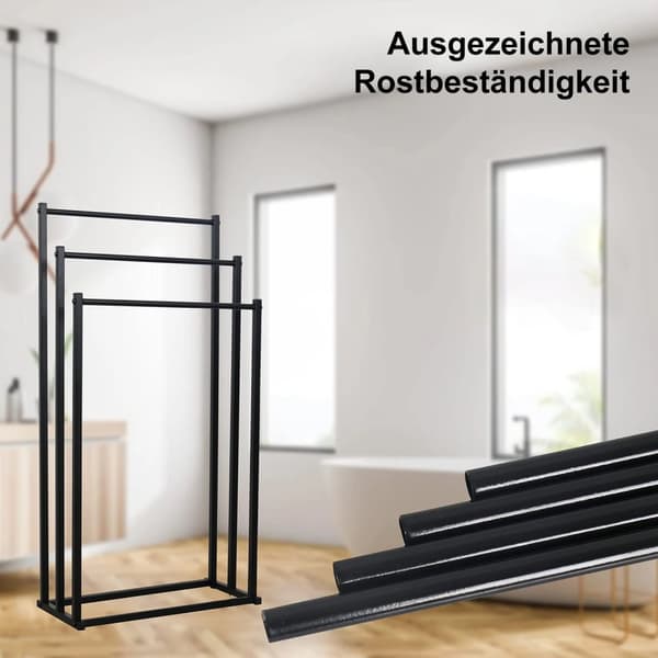 Fristående Handdukshållare, 3 Handdukstänger, Hållbar Metallkonstruktion, Stilren Design