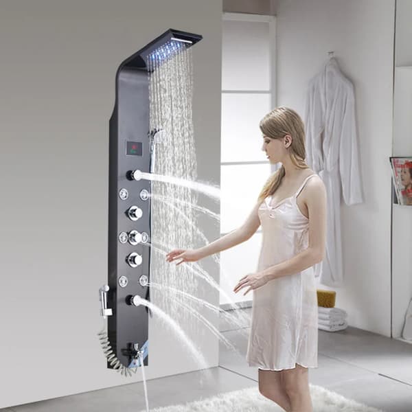 LED Duschpanel, Vattenfall Design, 6 Funktioner, Svart 8009