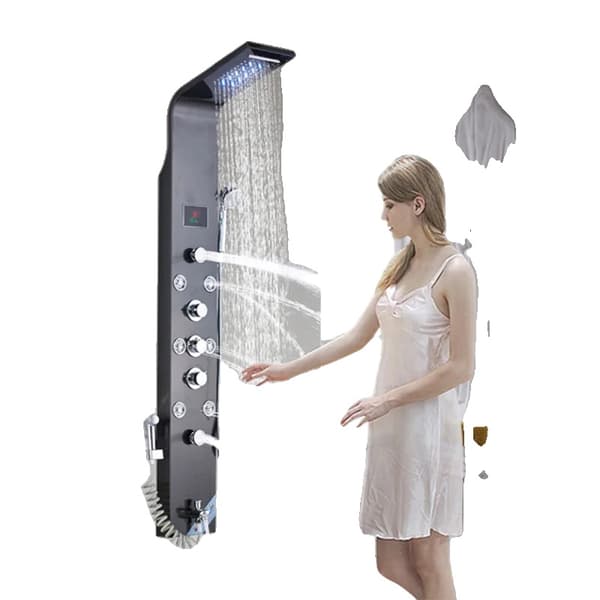 LED Duschpanel, Vattenfall Design, 6 Funktioner, Svart 8009