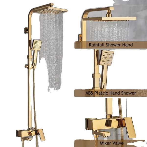 Gylden Brusehane, 8" Regnbruser, Justerbar Højde 83-115cm,Gylden