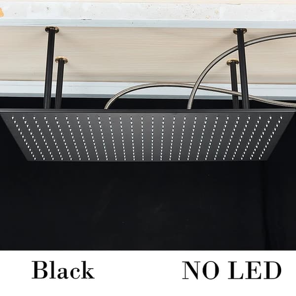 LED Duschmunstycke, Nickel Finish, Rektangulär Design, Svart B