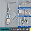 Miniatyrbild 2 av 2: Duschblandare, Regnduschhuvud, Mässingsblandare, Chrome B 12 tum