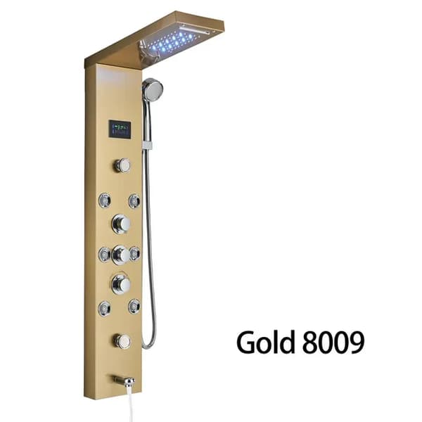 LED Badeværelse Brusehane Panel, Luksus Design, Digital Display Skærm, Guld 8009