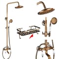 Miniatyrbild 1 av 2: Antik mässing badrum duschset, dubbelhandtag, justerbar höjd 70-120cm,QHC1 Hylla