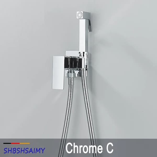 Badrum Bidet Kranar, Högtrycksspruta, Varm- och Kallvatten Blandare, Chrome C