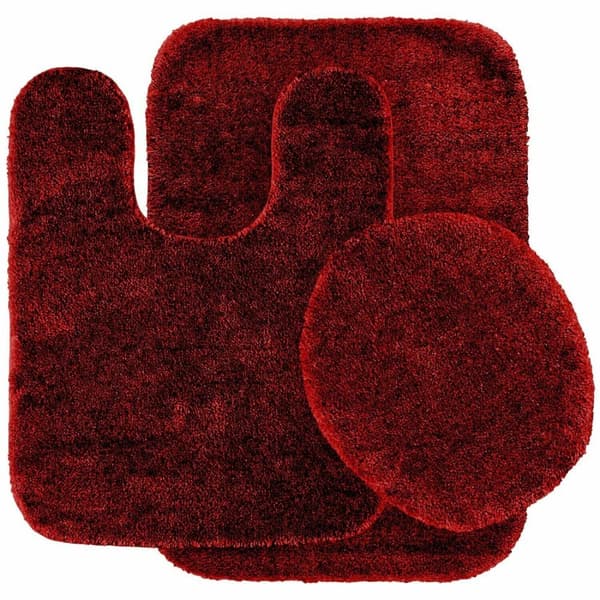 Badrumsaccessoarset, badmatta, toalettlocksskydd, toalettmatta,6 BURGUNDY