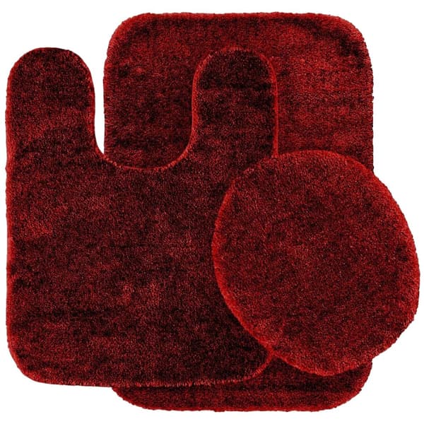 Badrumsaccessoarset, badmatta, toalettlocksskydd, toalettmatta,6 BURGUNDY