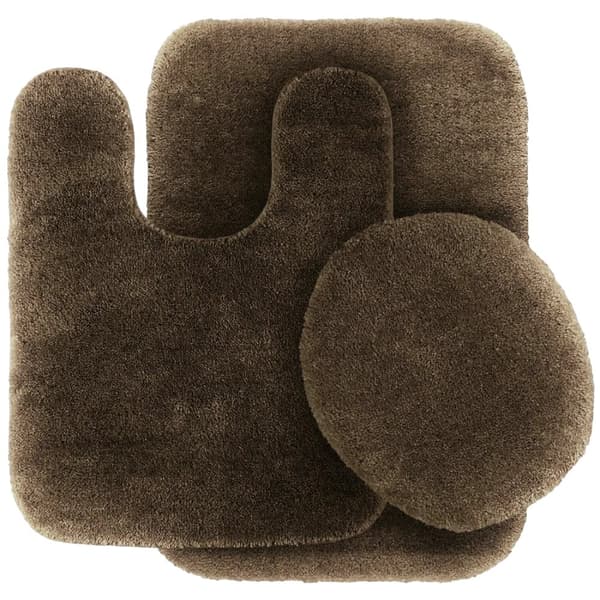 Badrumsaccessoarset, badmatta, toalettlocksskydd, toalettmatta,6 BRUN