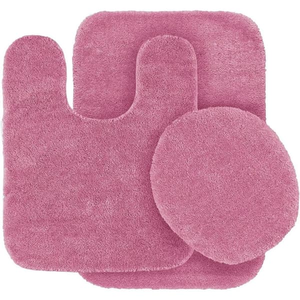 Badrumsaccessoarset, badmatta, toalettlocksskydd, toalettmatta,6 ROSA