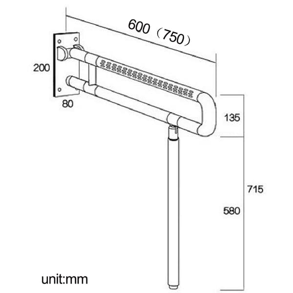 Badrumsstödhandtag, Justerbar design, 500 lb kapacitet