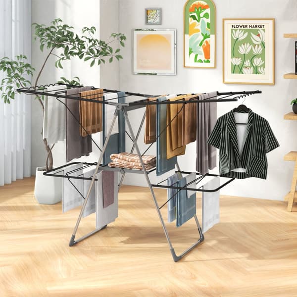 Vaateripustin, 55,5" x 27,5" x 23", hopea & harmaa