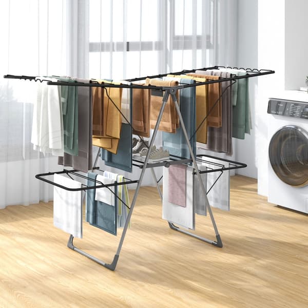 Vaateripustin, 55,5" x 27,5" x 23", hopea & harmaa