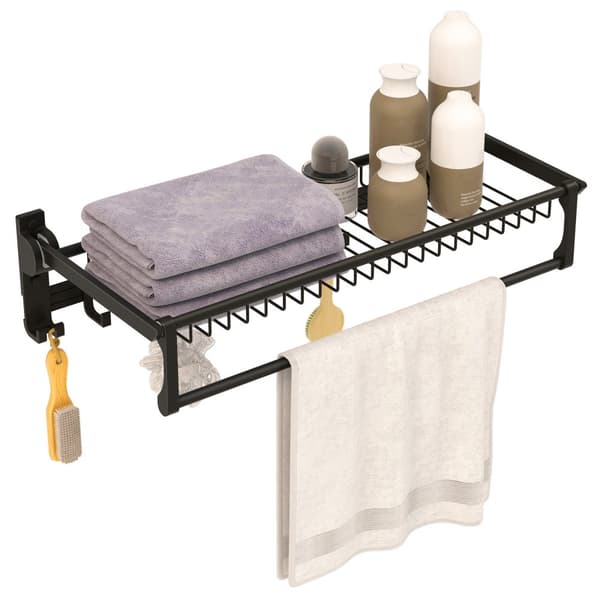 Håndklædehylde, 23,5x10x5,5 tommer, Sort