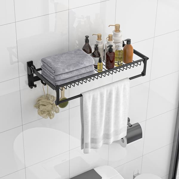 Håndklædehylde, 23,5x10x5,5 tommer, Sort