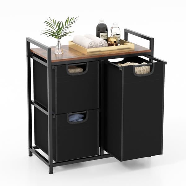 Vasketøjskurv Organizer, 66x33x72 cm, Sort/Brunt