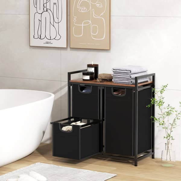 Vasketøjskurv Organizer, 66x33x72 cm, Sort/Brunt