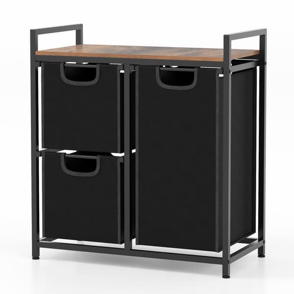 Vasketøjskurv Organizer, 66x33x72 cm, Sort/Brunt