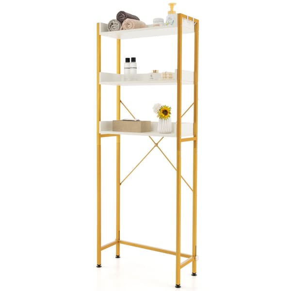 Toiletopbevaringsstativ, 25x9.5x64.5 tommer, Rustikt Brun/Sort/Grå