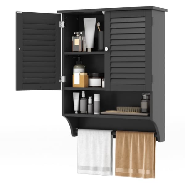 Badrumsskåp för medicin, 23x9x30 tum, Svart