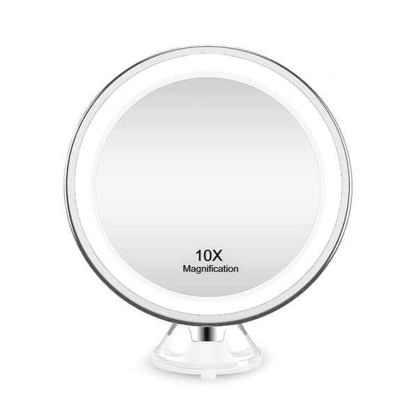 UNIQ Spegel med sugkopp, LED-Ljus & x10 förstoring, Vit