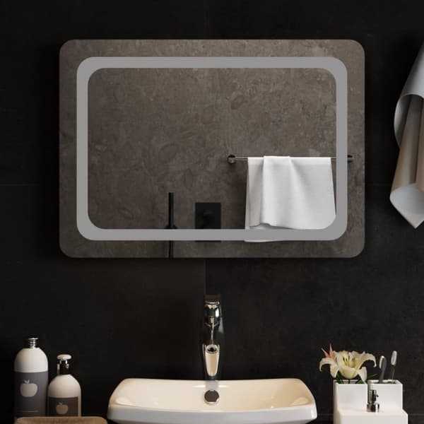vidaXL Badrumsspegel LED 70x50 cm