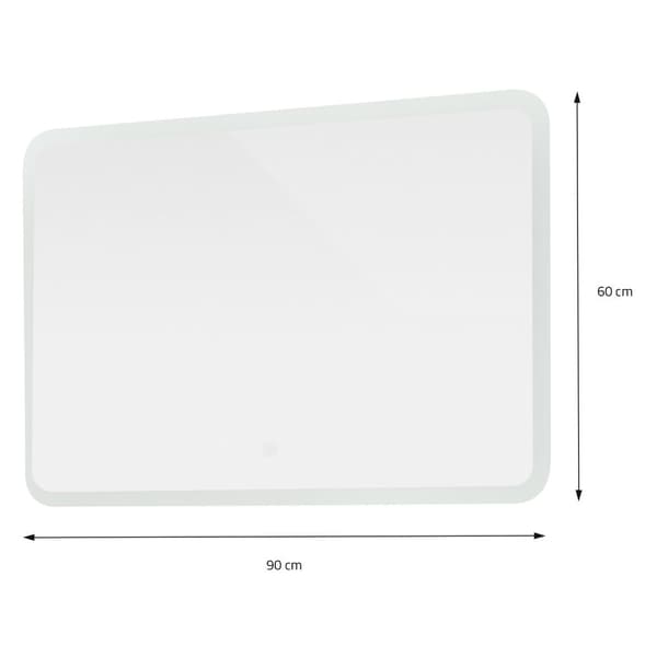 Badrums-LED-spegel med touch switch 90x60 cm vitt glas ML-design