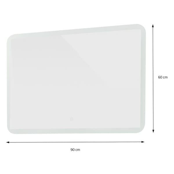 Badeværelse LED-spejl med berøringskontakt 90x60 cm hvidt glas ML-design