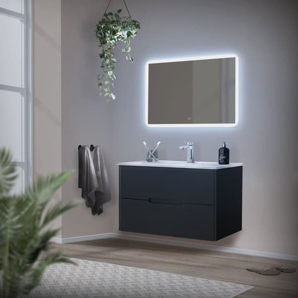 Badeværelse LED-spejl med berøringskontakt 90x60 cm hvidt glas ML-design